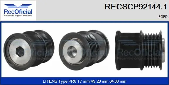 Belt Pulley, alternator (RECSCP92144.1)