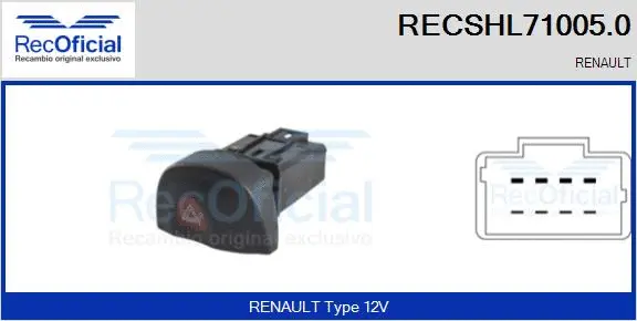 Hazard Warning Light Switch (RECSHL71005.0)