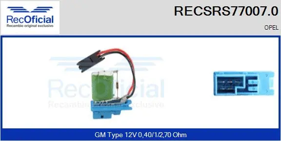 Resistor, interior blower (RECSRS77007.0)