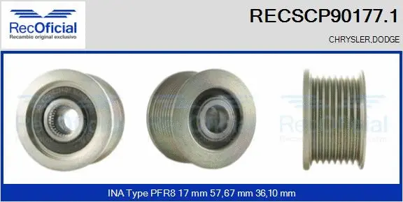 Belt Pulley, alternator (RECSCP90177.1)