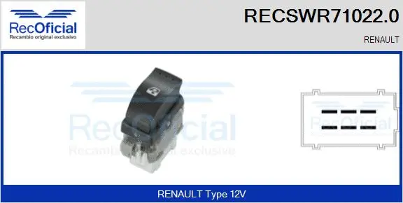 Switch, window regulator (RECSWR71022.0)