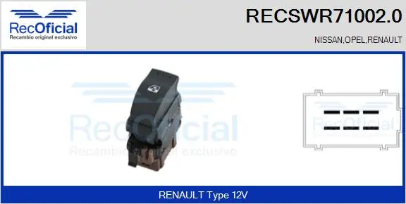 Switch, window regulator (RECSWR71002.0)