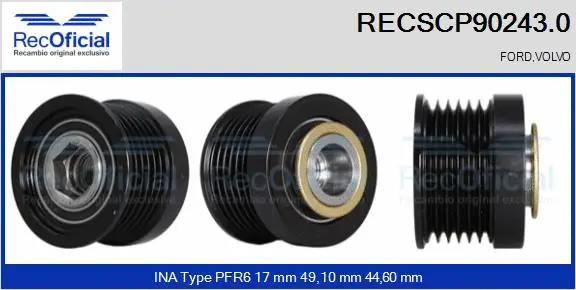 Belt Pulley, alternator (RECSCP90243.0)