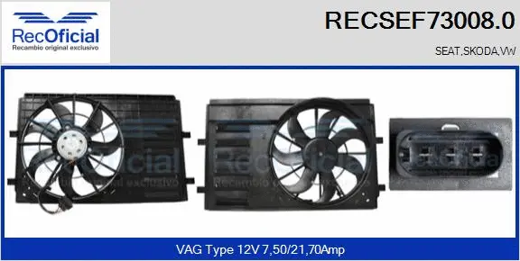 Electric Motor, radiator fan (RECSEF73008.0)