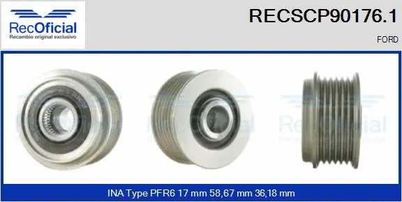 Belt Pulley, alternator (RECSCP90176.1)