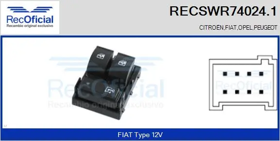 Switch, window regulator (RECSWR74024.1)