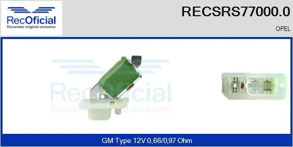 Resistor, interior blower (RECSRS77000.0)