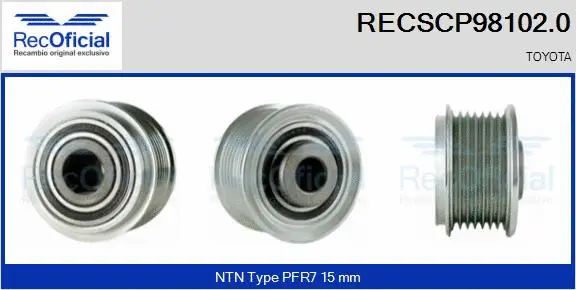 Belt Pulley, alternator (RECSCP98102.0)
