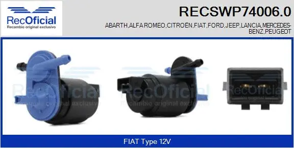 Washer Fluid Pump, window cleaning (RECSWP74006.0)