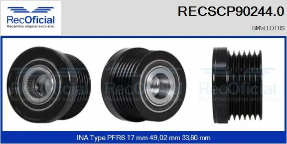 Belt Pulley, alternator (RECSCP90244.0)