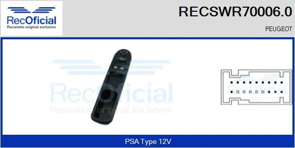 Switch, window regulator (RECSWR70006.0)