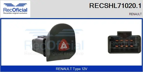 Hazard Warning Light Switch (RECSHL71020.1)