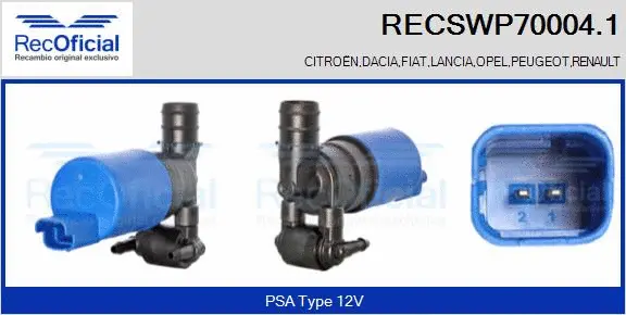 Washer Fluid Pump, window cleaning (RECSWP70004.1)