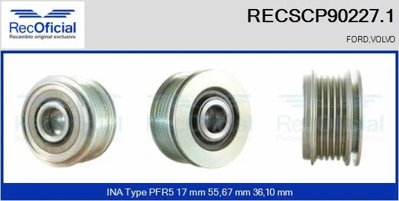 Belt Pulley, alternator (RECSCP90227.1)