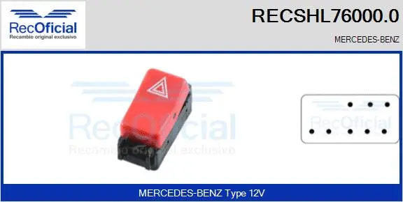 Hazard Warning Light Switch (RECSHL76000.0)