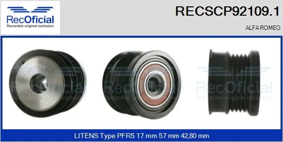 Belt Pulley, alternator (RECSCP92109.1)