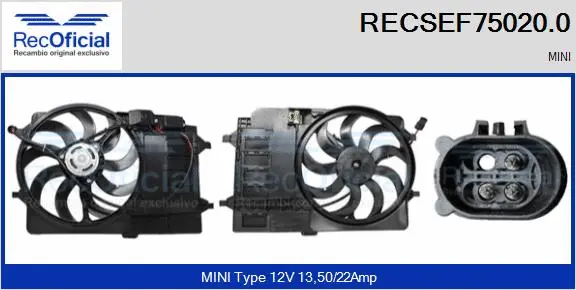 Electric Motor, radiator fan (RECSEF75020.0)