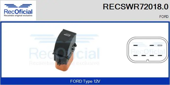 Switch, window regulator (RECSWR72018.0)