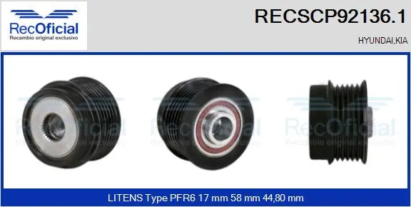 Belt Pulley, alternator (RECSCP92136.1)