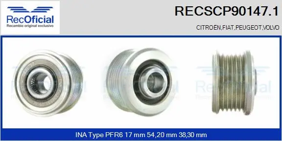 Belt Pulley, alternator (RECSCP90147.1)