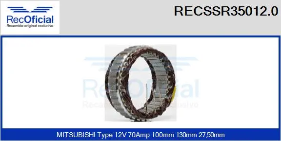 Stator, alternator (RECSSR35012.0)