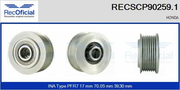 Belt Pulley, alternator (RECSCP90259.1)