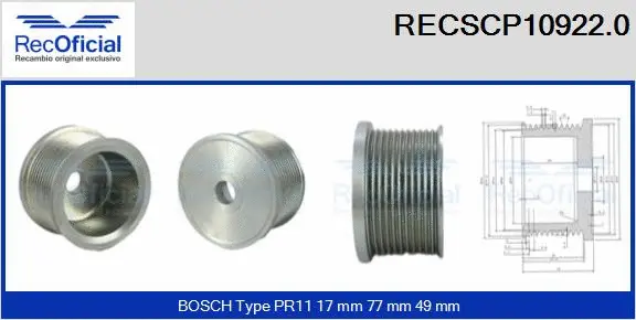 Belt Pulley, alternator (RECSCP10922.0)