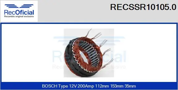 Stator, alternator (RECSSR10105.0)