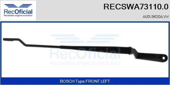 Wiper Arm, window cleaning (RECSWA73110.0)