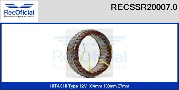 Stator, alternator (RECSSR20007.0)