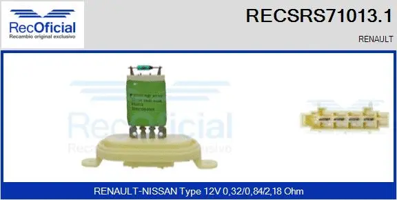 Resistor, interior blower (RECSRS71013.1)