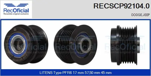 Belt Pulley, alternator (RECSCP92104.0)