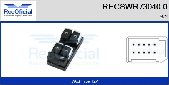 Switch, window regulator (RECSWR73040.0)
