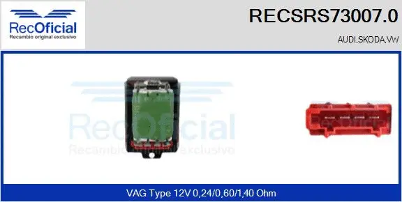 Resistor, interior blower (RECSRS73007.0)