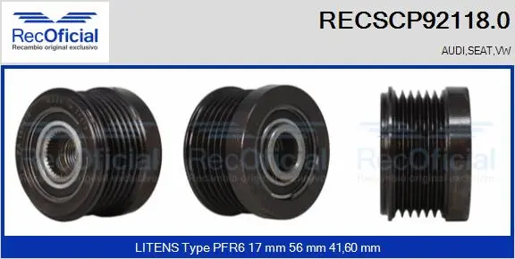 Belt Pulley, alternator (RECSCP92118.0)