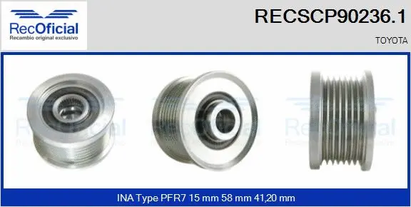 Belt Pulley, alternator (RECSCP90236.1)