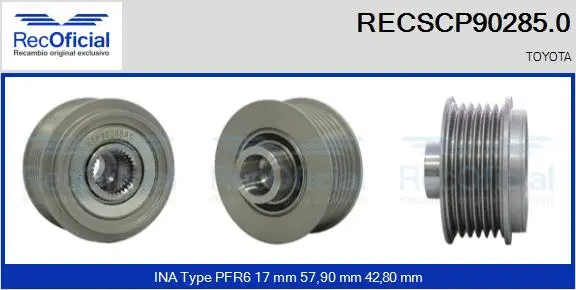 Belt Pulley, alternator (RECSCP90285.0)