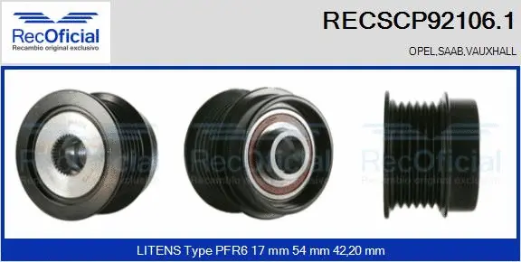 Belt Pulley, alternator (RECSCP92106.1)