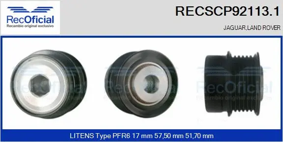 Belt Pulley, alternator (RECSCP92113.1)