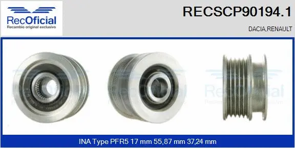 Belt Pulley, alternator (RECSCP90194.1)