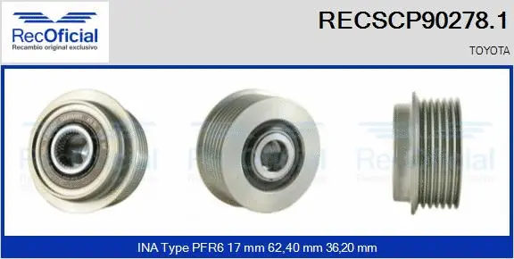Belt Pulley, alternator (RECSCP90278.1)