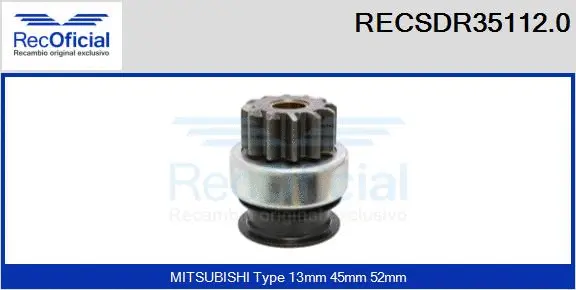 Pinion, starter (RECSDR35112.0)