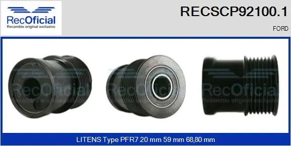 Belt Pulley, alternator (RECSCP92100.1)