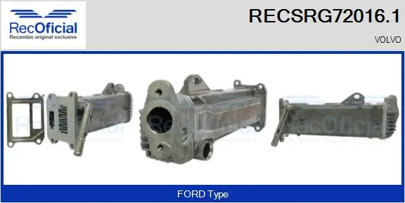 Cooler, exhaust gas recirculation (RECSRG72016.1)