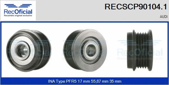 Belt Pulley, alternator (RECSCP90104.1)
