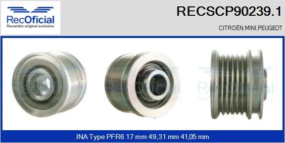 Belt Pulley, alternator (RECSCP90239.1)