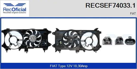 Electric Motor, radiator fan (RECSEF74033.1)