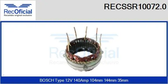 Stator, alternator (RECSSR10072.0)