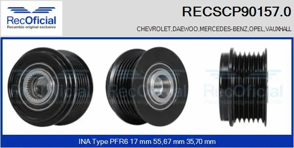 Belt Pulley, alternator (RECSCP90157.0)
