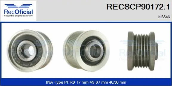 Belt Pulley, alternator (RECSCP90172.1)